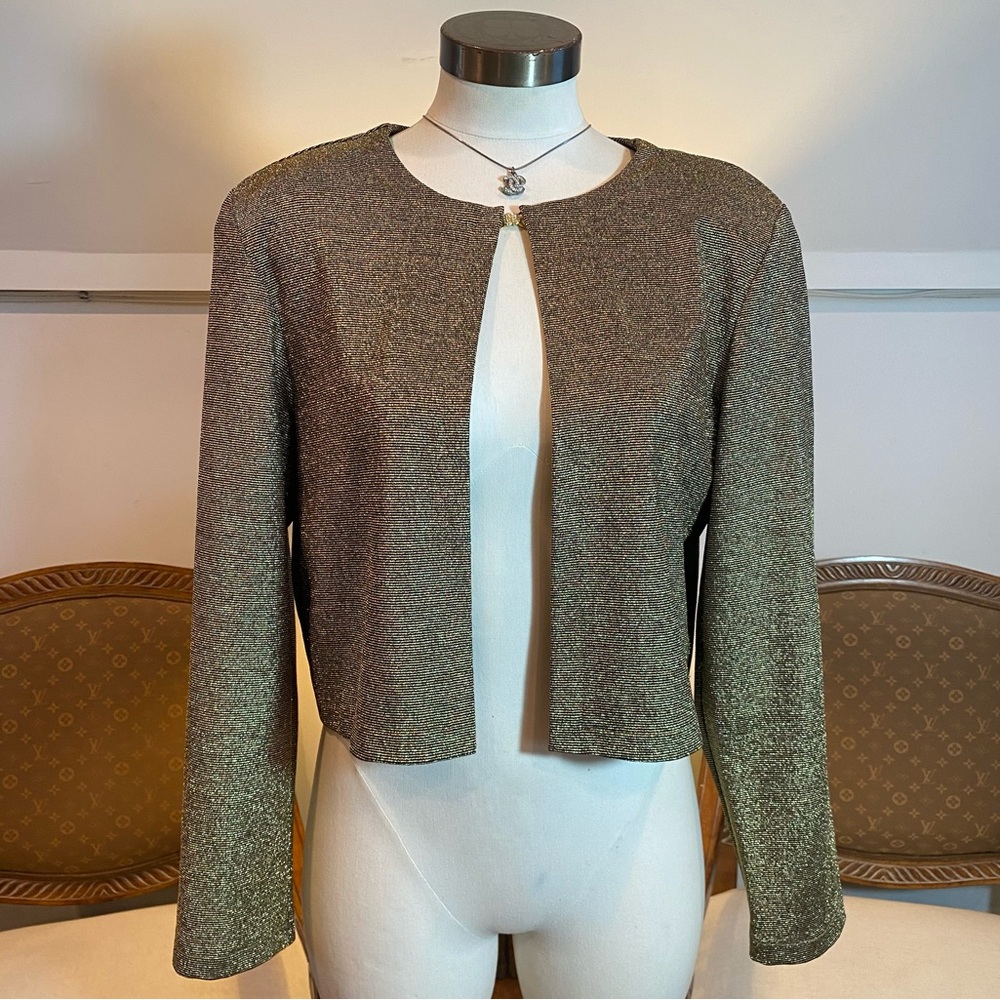 Patra Vintage 70s/80s Gold Open-Front Cardigan, Women's Medium
